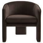 Modway - Greer Velours Performance Rembourré Fauteuil d’accent - Marron chocolat-Arrivée entièrement assemblée