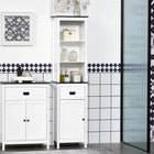 Kleankin - Armoire haute de salle de bain autoportante avec tiroir - blanc-La surface peinte est imperméable, ce qui la rend facile à nettoyer 