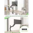 ShoppingAll - Support de moniteur à ressort à gaz simple avec 2 bras pivotants - Noir-6