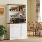 HOMCOM - Buffet de cuisine avec tiroirs et rangement - blanc-Trois étagères ouvertes, trois tiroirs, une grande armoire avec deux portes pliantes et une armoire à porte unique offrent un espace de rangement généreux 