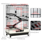 PawHut - Cage à 4 niveaux pour lapin, cochon d’Inde, furet, 45 po H, bac amovible - noir-Plateformes et rampes incluses pour une vie amusante et heureuse 