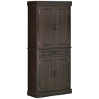 HOMCOM - Armoire de cuisine autoportante 71 po avec 4 portes et compartiment - café vieilli-Les panneaux de porte surélevés, le placage à effet bois et les poignées en métal antique apportent un style colonial à votre intérieur 