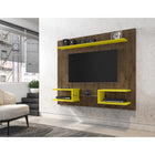 Manhattan Comfort - Plaza 64,25 po Meuble TV Flottant Moderne - Brun Rustique et Jaune-Recommandé pour un téléviseur de 50 pouces