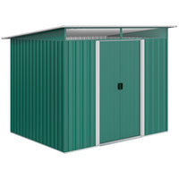 Outsunny - Abri de jardin 8,5' x 6' avec fenêtres de toit, vert foncé-Cette unité de rangement offre un espace ample pour tous vos besoins en équipements d'extérieur, des outils de jardin aux fournitures de piscine.