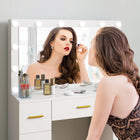 HOMCOM - Coiffeuse avec miroir - 39,4 po L x 15,7 po l x 53,9 po H - blanc-Design moderne blanc qui s’adapte à toute décoration de chambre ou de dressing 