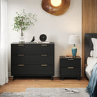 Manhattan Comfort - Granville commode et table de chevet modernes - noir - ensemble de 2-Recommandé pour un téléviseur jusqu'à 35 pouces