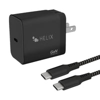 Helix - Chargeur mural USB-C + USB-A avec câble - 40 W, Noir-40 W Chargement