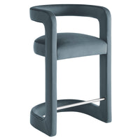 Modway - Winslow Performance Velvet Tabouret de comptoir - Cadet Blue-Conception du dos du canon