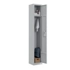 Ceha - Série RH, batterie de 1, casier 1 niveau avec aérations à persiennes, poignée encastrée - gris clair-Porte-étiquette pratique sur la porte