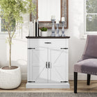 HOMCOM - Buffet style ferme 29,6 po L avec rangement et plateau épais de 1,2 po - blanc-Étagère réglable sur 3 niveaux dans l’armoire pour plus de flexibilité 
