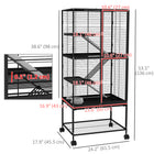 PawHut - Cage à 4 niveaux pour furets, rats, cochons d’Inde 24 po L x 18 po l x 53,5 po H - noir-Rampes, bouteille d'eau et gamelle incluses 