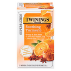 Twinings - Sachets de tisane Supermélanges Curcuma Apaisant - paquet de 18-Mélangée avec du curcuma, de l’anis étoilé, une saveur d’orange, de la citronnelle, de la racine de réglisse et de l’écorce d’orange pour une expérience chaleureuse et savoureuse
