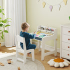 Qaba - Ensemble bureau et chaise pour enfants, table et chaise d’art pour 3-8 ans - blanc-Tiroir coulissant et étagère supérieure pour ranger les livres et fournitures  

