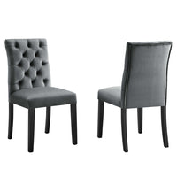 Modway - Duchess Performance Velvet Chaises de salle à manger Ensemble de 2 - Gris-Cadre en bois massif