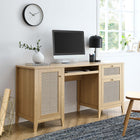 Modway - Soma 63" Bureau - Chêne-Tissage naturel en rotin