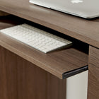 Modway - Mirae 55" à 6 tiroirs Bureau incurvé - Chêne brun brossé-Finition stratifiée de grain de bois