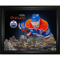 Leon Draisaitl 16x20 Skyline impression Edmonton Oilers - Impression encadree - 20" x 16"-Qualité supérieure - virtual frames