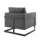 Modway - Posse Tissu rembourré Chaise d’accent - Charbon noir-Cadre en acier inoxydable noir mat