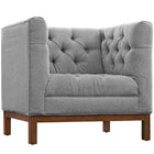 Modway - Panache Tissu rembourré Fauteuil - Gris d’attente-Pieds en bois de hêtre teinté de noyer