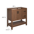 Modway - Ashlyn 36" Armoire de toilette de salle de bain (lavabo non inclus) - Noyer-Étagères et tiroirs spacieux