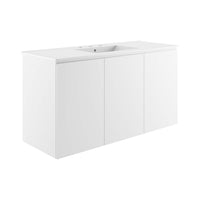 Modway - Bryn Fixation murale de 48" Vanette de salle de bain - Blanc blanc-Vanité de salle de bain moderne