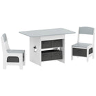 Qaba - Ensemble de table et chaises pour enfants 3 pièces avec 6 tiroirs amovibles - gris clair-Un plateau spacieux pour des jeux créatifs et des activités d'apprentissage sans fin  
