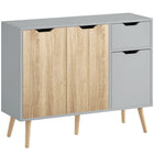 HOMCOM - Buffet 35,4 po L - gris et bois naturel-Structure ultra épurée avec une construction bicolore pour plus d'intérêt visuel 