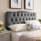 Modway - Annabel Touffe de diamant Performance Velvet Tête de lit Queen, Gris-Tissu résistant aux taches durable
