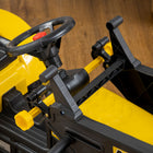 Aosom - Tractopelle à pédales, tracteur à pédales - jaune-Comprend une pelle et une remorque détachables pour un jeu réaliste 