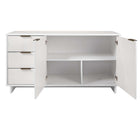 Manhattan Comfort - Buffet moderne Granville 140 cm - Blanc-Doté d'une épaisseur de panneau de 25 mm fabriqué en bois massif de haute qualité et d'une façade de tiroir nervurée en bois massif