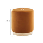 Modway - Tilden Velours rond de performance de 16" Rembourré Ottoman - Rouille naturelle-Tissu résistant aux taches