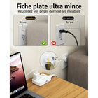 Huntkey - Multiprise avec cordon détachable, 3 prises et 4 ports USB - blanc-Alimente jusqu'à 7 appareils à la fois avec 3 prises CA standard, 2 ports USB-C et 2 ports USB-A, éliminant ainsi le besoin de transporter plusieurs blocs de charge.