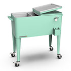 Permasteel - Glacière de patio rétro 80 pintes sur roulettes avec séparateur - menthe-La puissance de refroidissement prolongée garde les boissons fraîches jusqu’à 36 heures.
