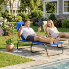 Outsunny - Chaise longue d’extérieur pliante - chaise de bronzage avec ouverture pour le visage - bleu-Chaise longue à triple pliage avec 5 angles réglables