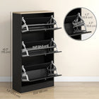 HOMCOM - Armoire à chaussures moderne avec 3 tiroirs rabattables pour 12-18 paires - noir-Le style moderne s’harmonise avec toute décoration 