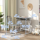 Qaba - Ensemble bureau et chaise pour enfants à hauteur réglable avec plateau inclinable - gris-Comprend un tiroir, deux emplacements pour stylos et un crochet pour l’organisation  
