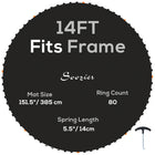 Soozier - Tapis de remplacement pour trampoline avec 8 rangées de couture, convient à un trampoline de 14 pi (ressorts non inclus), noir-Convient à un trampoline rond de 14' avec 80 anneaux en V et des ressorts de 5,5 po (14 cm)
