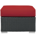 Modway - Sojourn Terrasse extérieure Ottoman Sunbrella in Toile Rouge-Cadre en aluminium revêtu de poudre