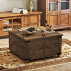 HOMCOM - Table basse relevable avec compartiment caché - brun-Un mécanisme en métal de qualité permet une levée et une descente en douceur