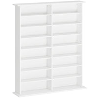 HOMCOM - Armoire de rangement média double - blanc-Peut contenir jusqu'à 720 CD dans 16 compartiments 