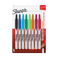 Sharpie - Marqueurs permanents − Pointe rétractable fine − Couleurs variées − Paquet de 8-Même fantastique encre Sharpie maintenant dans un marqueur rétractable permettant une utilisation d'une seule main