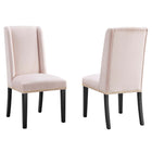 Modway - Baron Performance Velvet Chaises de salle à manger Ensemble de 2 - Rose-Cadre en bois massif