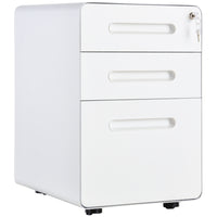 Vinsetto - Classeur à 3 tiroirs verrouillable pour documents format lettre/A4 avec roulettes - blanc-S’intègre parfaitement à tout décor de bureau, se glisse sous la plupart des bureaux ou espaces de travail à domicile 
