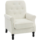 HOMCOM - Fauteuil d’appoint moderne mi-siècle avec assise épaisse rembourrée pour chambre - blanc crème-Coussin épais avec ressorts ensachés et mousse haute densité pour un siège confortable et soutenant    

