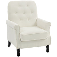 HOMCOM - Fauteuil d’appoint moderne mi-siècle avec assise épaisse rembourrée pour chambre - blanc crème-Coussin épais avec ressorts ensachés et mousse haute densité pour un siège confortable et soutenant    
