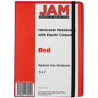 JAM Paper - Carnet de notes moyen à couverture rigide avec élastique - 100 feuilles lignées - 5" x 7" - Rouge-Taille : Moyen (5 x 7 pouces) | Se glisse facilement dans les sacs, sacs à dos et porte-documents.