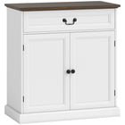 HOMCOM - Buffet 31,5 po L - armoire latérale - grain de bois blanc-Un tiroir et une armoire offrent un espace organisé pour les tasses, les collations, les couverts et plus encore 