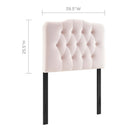 Modway - Annabel Touffe de diamant Performance Velvet Tête de lit jumelée, Rose-Sellerie en velours en polyester