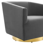 Modway - Twist Salon Accent Performance Velvet Chaise pivotante - Charbon de bois doré-Capacité de poids en fauteuil : 300 lb