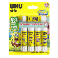 UHU - Bâtons de colle Bob l’éponge - 8,2 g - paquet de 5 - Assortie-Collectionnez-les tous! Chaque ensemble de 5 comprend un assortiment surprise de personnages